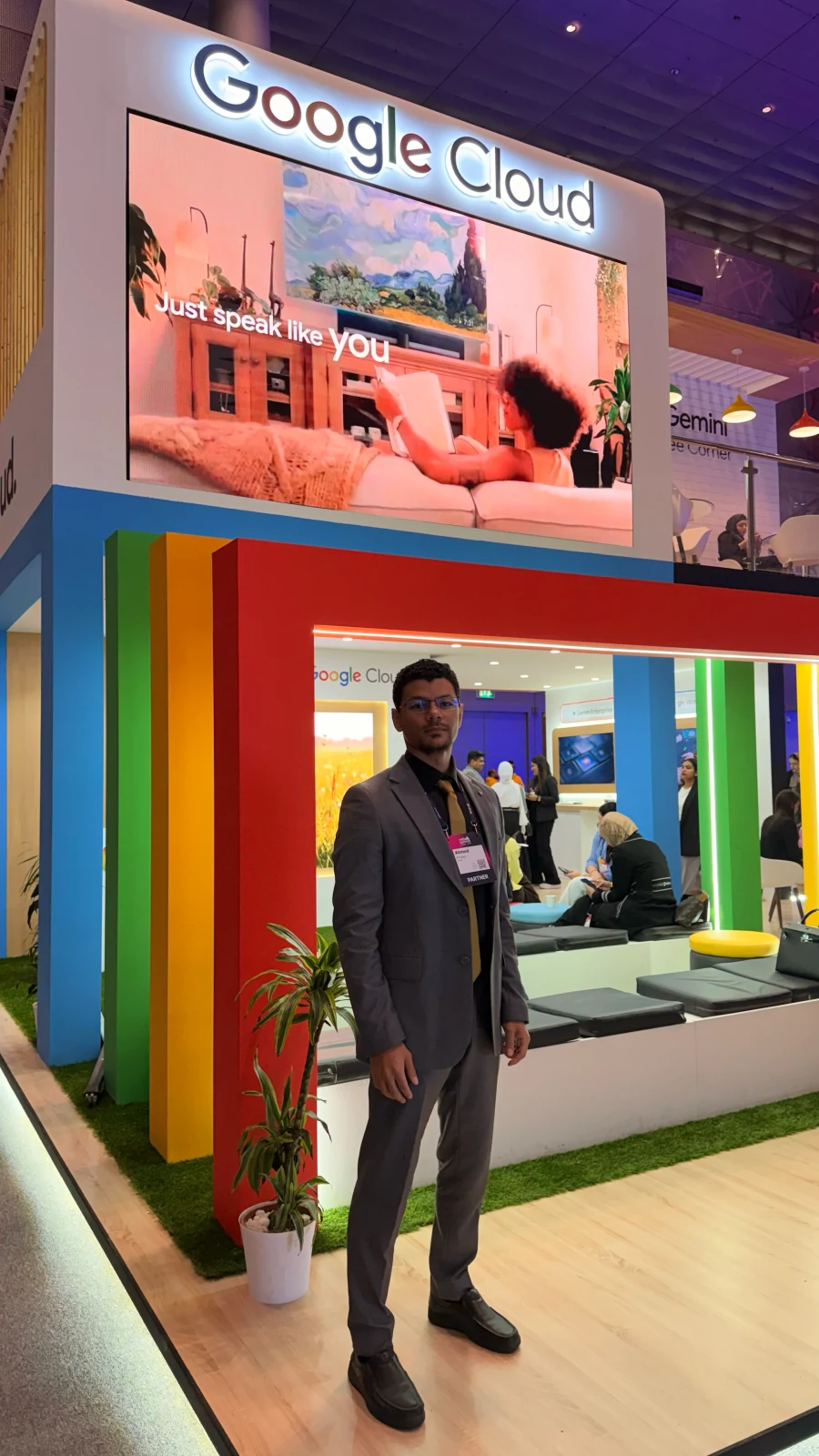 Ahmed at the Google Cloud stand at Web Summit Qatar